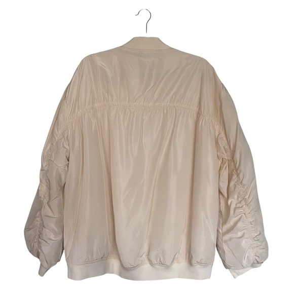 Jacquie The Label Lira Bomber Jacket Cream Zip Pockets Womens Size Large NWT - Picture 2 of 10